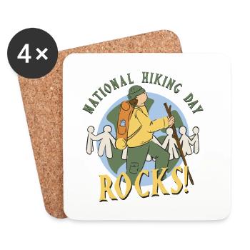 Hiking Day Hiking Hike - Coasters (set of 4) - white - Front