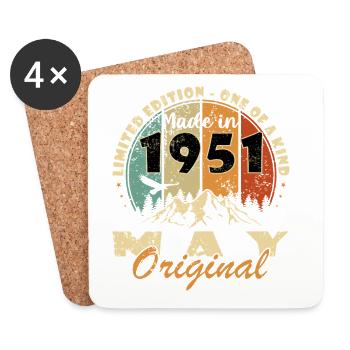 1951 Fabriqué en mai Original - Dessous de verre (lot de 4) - blanc - Devant