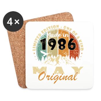 Mai 1986 Vintage-Geburtstagsgeschenk - Untersetzer (4er-Set) - Weiß - Vorne
