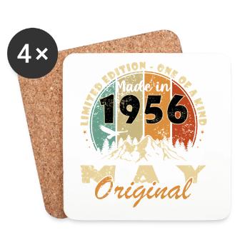 Mai 1956 - Geburtstag - Geschenk - Untersetzer (4er-Set) - Weiß - Vorne