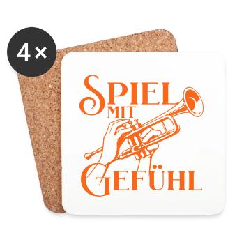 Trompete - Spiel mit Gefühl für Trompeter - Untersetzer (4er-Set) - Weiß - Vorne