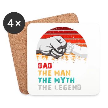 Papa Der Mann Der Mythos Die Legende Lustiges Geschenk - Untersetzer (4er-Set) - Weiß - Vorne