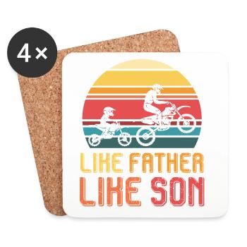 Father & Son Motocross Retro Sunset - Coasters (set of 4) - white - Front