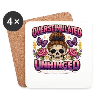Overstimulated Unhinged Patch Skeleton Gift - Coasters (set of 4) - white - Front