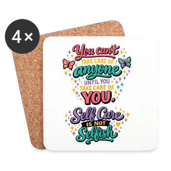 You First: Self-Care Motto Motivation Mindful - Coasters (set of 4) - white - Front