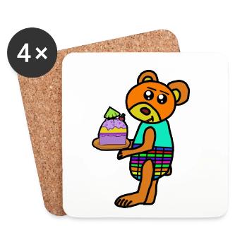 Cake Muffin Bear Teddy Teddy Bear Child - Coasters (set of 4) - white - Front
