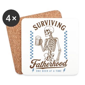 Surviving Fatherhood Beer Dad Shirt - Coasters (set of 4) - white - Front