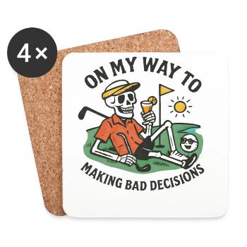 Golf Humor On My Way To Making Bad Decisions  - Untersetzer (4er-Set) - Weiß - Vorne