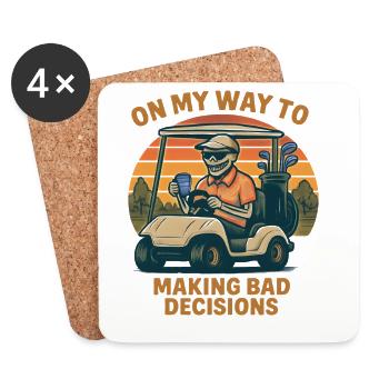 L’humour de golf en route vers de mauvaises décisions - Dessous de verre (lot de 4) - blanc - Devant