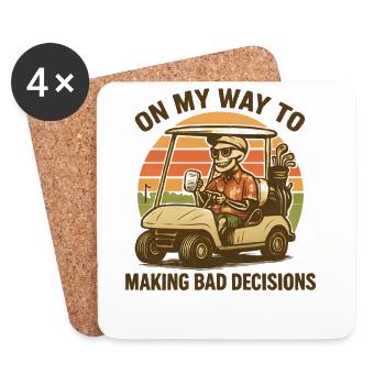 L’humour de golf en route vers de mauvaises décisions - Dessous de verre (lot de 4) - blanc - Devant
