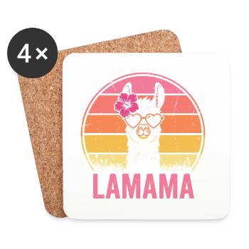 Lamama Llama Mama Mutter Tierliebhaber - Untersetzer (4er-Set) - Weiß - Vorne