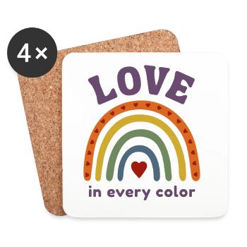 Love in every Color Pride Regenbogen - Untersetzer (4er-Set) - Weiß - Vorne