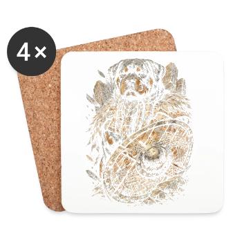 Chien viking rottweiler - Dessous de verre (lot de 4) - blanc - Devant