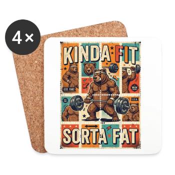 Kinda Fit Sorta Fat Bär Gewichtheben - Untersetzer (4er-Set) - Weiß - Vorne