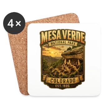 Embale du parc national de Mesa Verde - Dessous de verre (lot de 4) - blanc - Devant