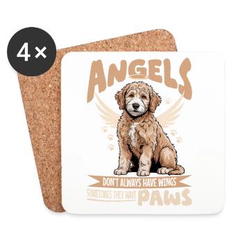 Race de chien Goldendoodle - Dessous de verre (lot de 4) - blanc - Devant