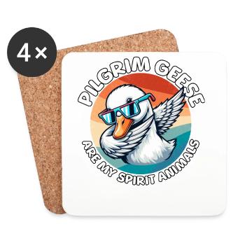 Funny Pilgrim Goose Sayings - Coasters (set of 4) - white - Front