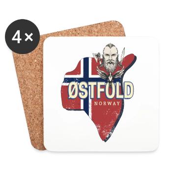 Østfold Provinz in Norwegen mit Landkarte Souvenir - Untersetzer (4er-Set) - Weiß - Vorne