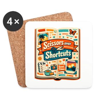 Scissors instead of shortcuts | Scrapbooking - Coasters (set of 4) - white - Front