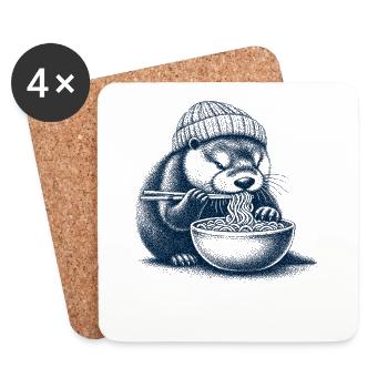 Ramen Otter - Coasters (set of 4) - white - Front