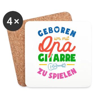 Geboren um mit Opa Gitarre zu spielen - Untersetzer (4er-Set) - Weiß - Vorne