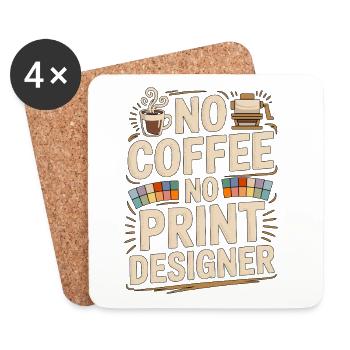 Print Designer No Coffee Print Expert Coffee Lover - Untersetzer (4er-Set) - Weiß - Vorne
