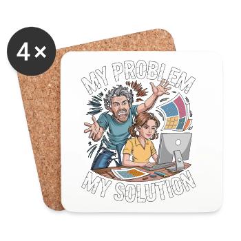Designer d’impression, mon problème, ma maman de pictogrammes, papa. - Dessous de verre (lot de 4) - blanc - Devant