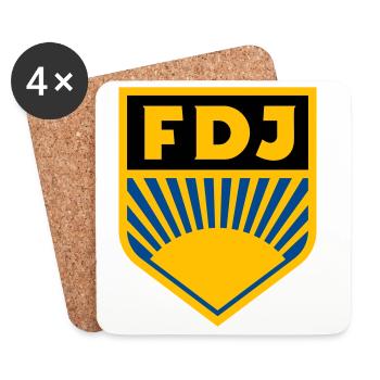 FDJ - Freie Deutsche Jugend Logo (dreifarbig) - Untersetzer (4er-Set) - Weiß - Vorne