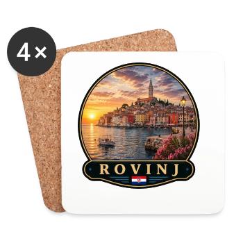 Rovinj Kroatien Küstenstadt Altstadt Urlaub Erinne - Untersetzer (4er-Set) - Weiß - Vorne