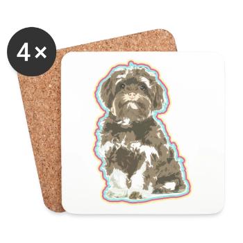 Yorkshire Lover – Art de chiot mignon - Dessous de verre (lot de 4) - blanc - Devant