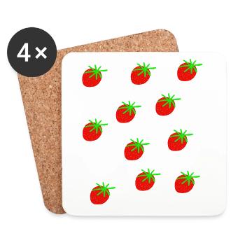 Erdbeeren Erdbeere Erdbeeren Garten  - Untersetzer (4er-Set) - Weiß - Vorne