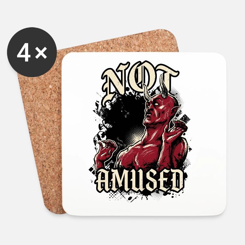 Roter Teufel Not Amused Lustig - Untersetzer (4er-Set) - Weiß