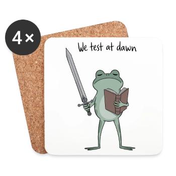 Dawnbound Frog Knight Reads - Coasters (set of 4) - white - Front