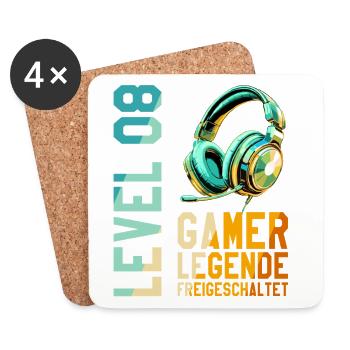 8. Geburtstag Junge Mädchen Gaming Level 8 Jahre - Untersetzer (4er-Set) - Weiß - Vorne