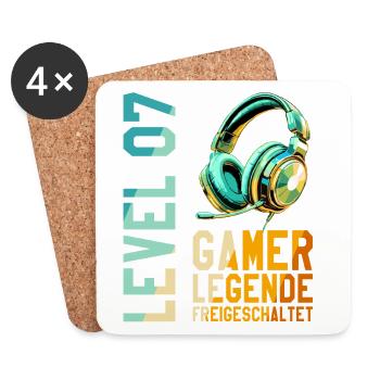 7. Geburtstag Junge Mädchen Gaming Level 7 Jahre - Untersetzer (4er-Set) - Weiß - Vorne