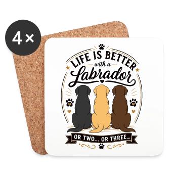 Chemise du trio Labrador Life Is Better - Dessous de verre (lot de 4) - blanc - Devant