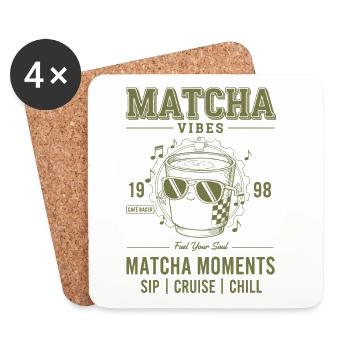 Matcha-Vibes, Matcha-Momente, Sip Cruise Chill Green - Untersetzer (4er-Set) - Weiß - Vorne
