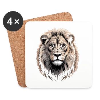 Lion Head Lion - Coasters (set of 4) - white - Front