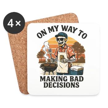 Grillen Humor On My Way To Making Bad Decisions  - Untersetzer (4er-Set) - Weiß - Vorne