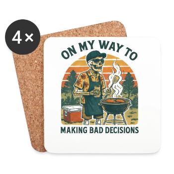 Grillen Humor On My Way To Making Bad Decisions  - Untersetzer (4er-Set) - Weiß - Vorne