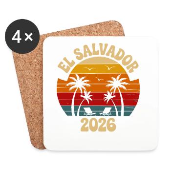 Plage rétro du Salvador 2026 - Dessous de verre (lot de 4) - blanc - Devant