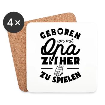Geboren um mit Opa Zither zu sielen - Untersetzer (4er-Set) - Weiß - Vorne