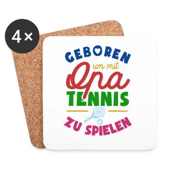 Geboren um mit Opa Tennis zu spielen - Untersetzer (4er-Set) - Weiß - Vorne