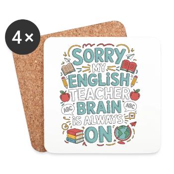 Professeur d’anglais langue seconde désolé mon professeur d’anglais Éducateur d’anglais langue seconde - Dessous de verre (lot de 4) - blanc - Devant