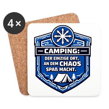 Camping Camper - Chaos macht spaß - Untersetzer (4er-Set) - Weiß - Vorne