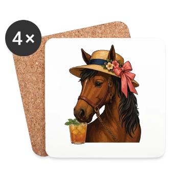 Derby de courses de chapeaux style fête - Dessous de verre (lot de 4) - blanc - Devant