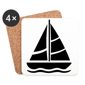 sailing ship - Coasters (set of 4) - white - Front