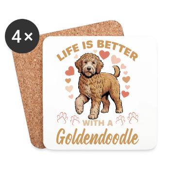 Race de chien Goldendoodle - Dessous de verre (lot de 4) - blanc - Devant