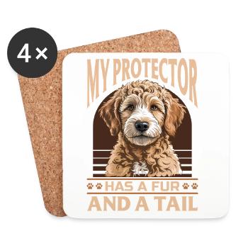 Race de chien Goldendoodle - Dessous de verre (lot de 4) - blanc - Devant