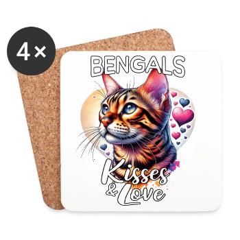 Bengal Cat Love - Coasters (set of 4) - white - Front